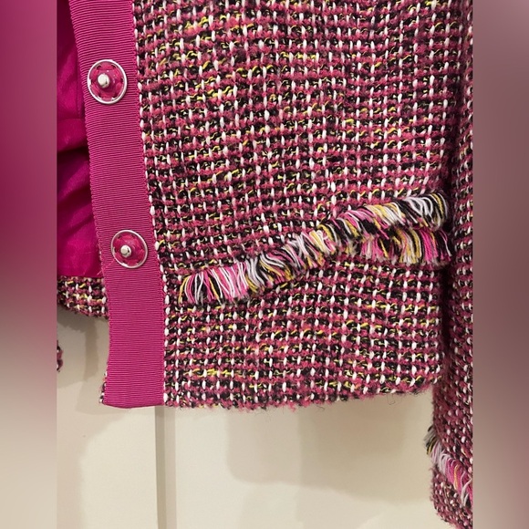 Karen Millen Pink Fringe Tweed Blazer Jacket - Picture 8 of 16